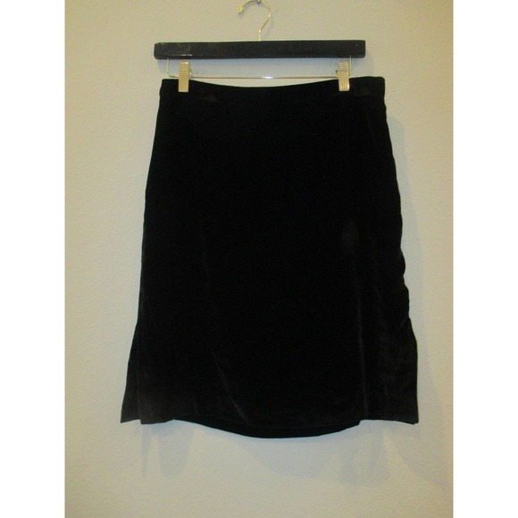 Madewell Black Velvet Pencil Skirt Side Slits Lined g8371 NWT Size 4 - Picture 1 of 4